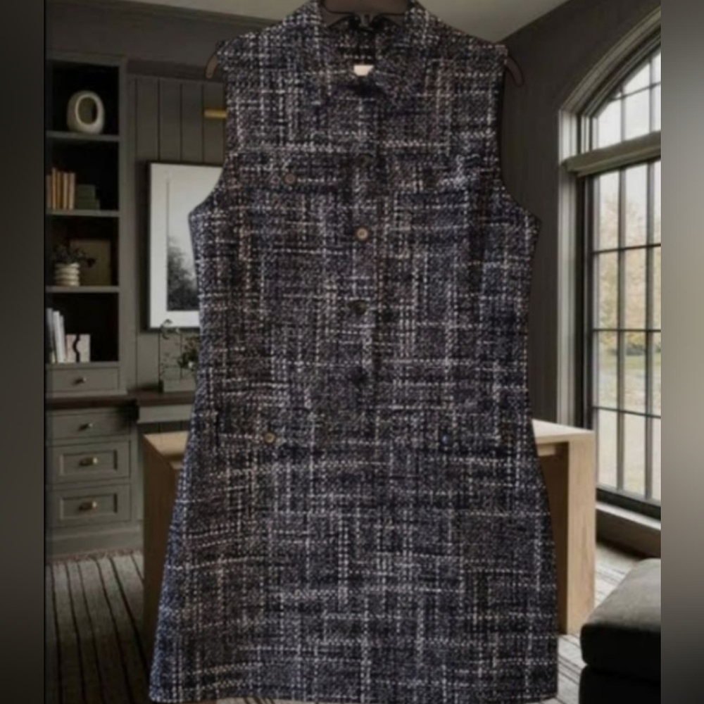 Theory Military Mini Dress in Black Multi Mélange Tweed. Size 12 - Picture 5 of 10
